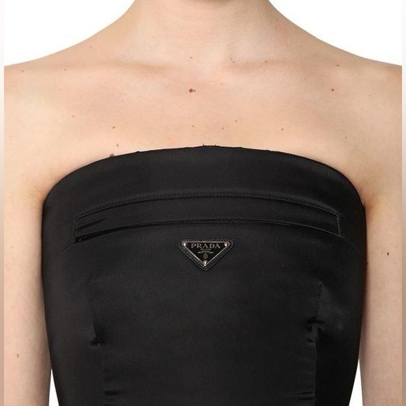 Prada Women's Black Nylon Gabardine Bustier Crop Top size 36 NWT - Picture 8 of 8